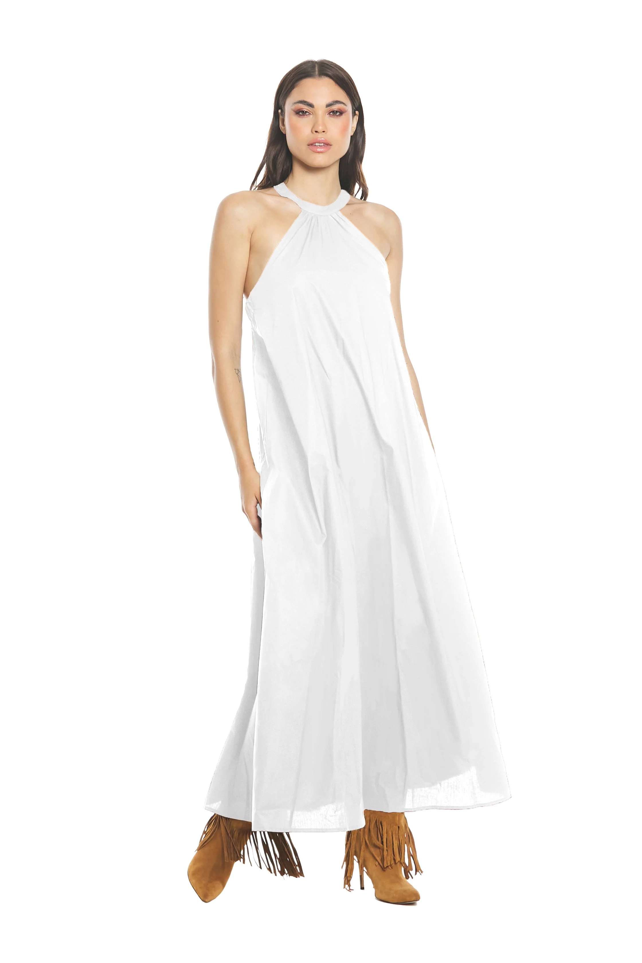 Abito ADARA lungo in cotone scollo americana con apertura schiena più elastico - Image 5