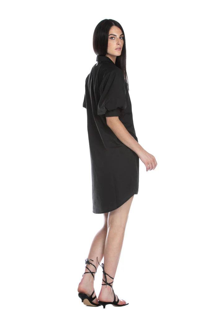 Abito DAMAVAND corto mezza manica palloncino con bottoni oro - Image 5