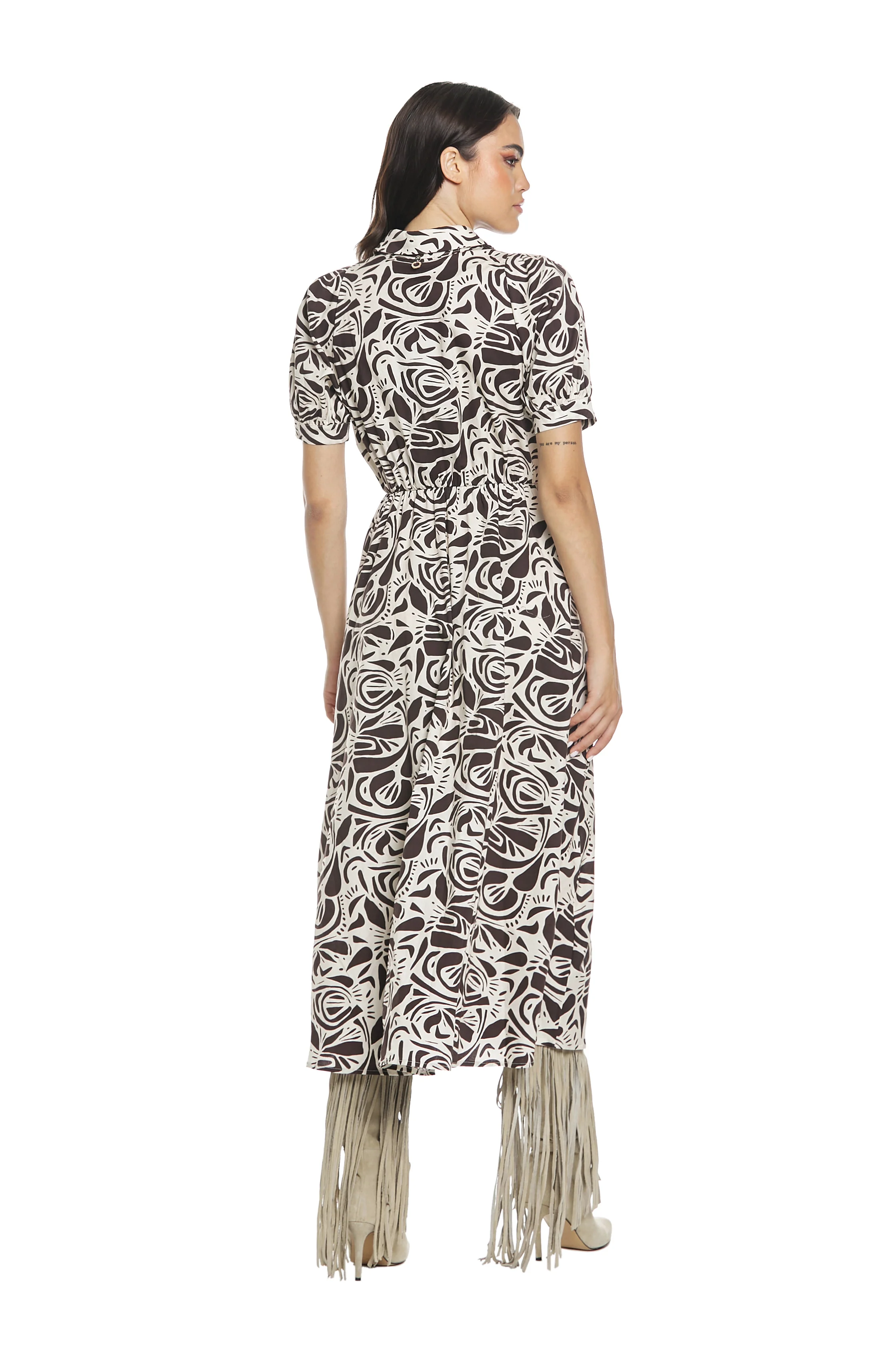 Abito ERANT lungo mezza manica chemisier fantasia etnica - Image 4