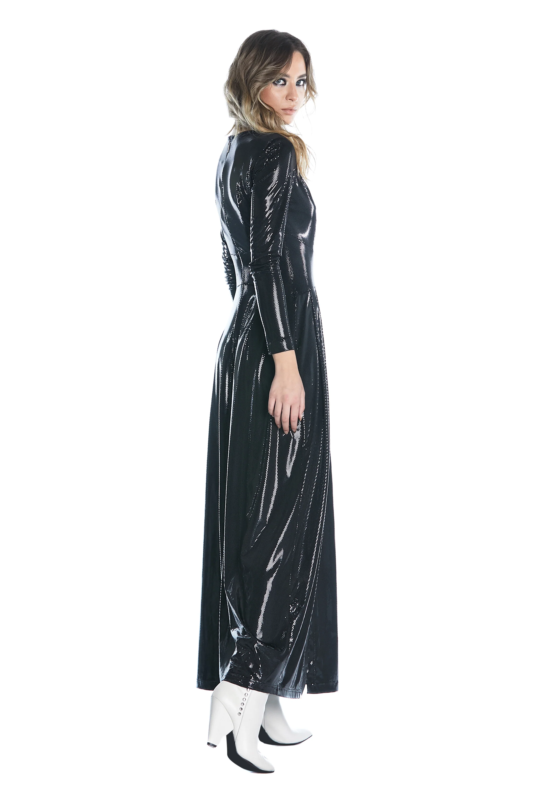 Abito FREGASA lungo manica lunga con apertura seno più spacchi tex specchietti - Image 3