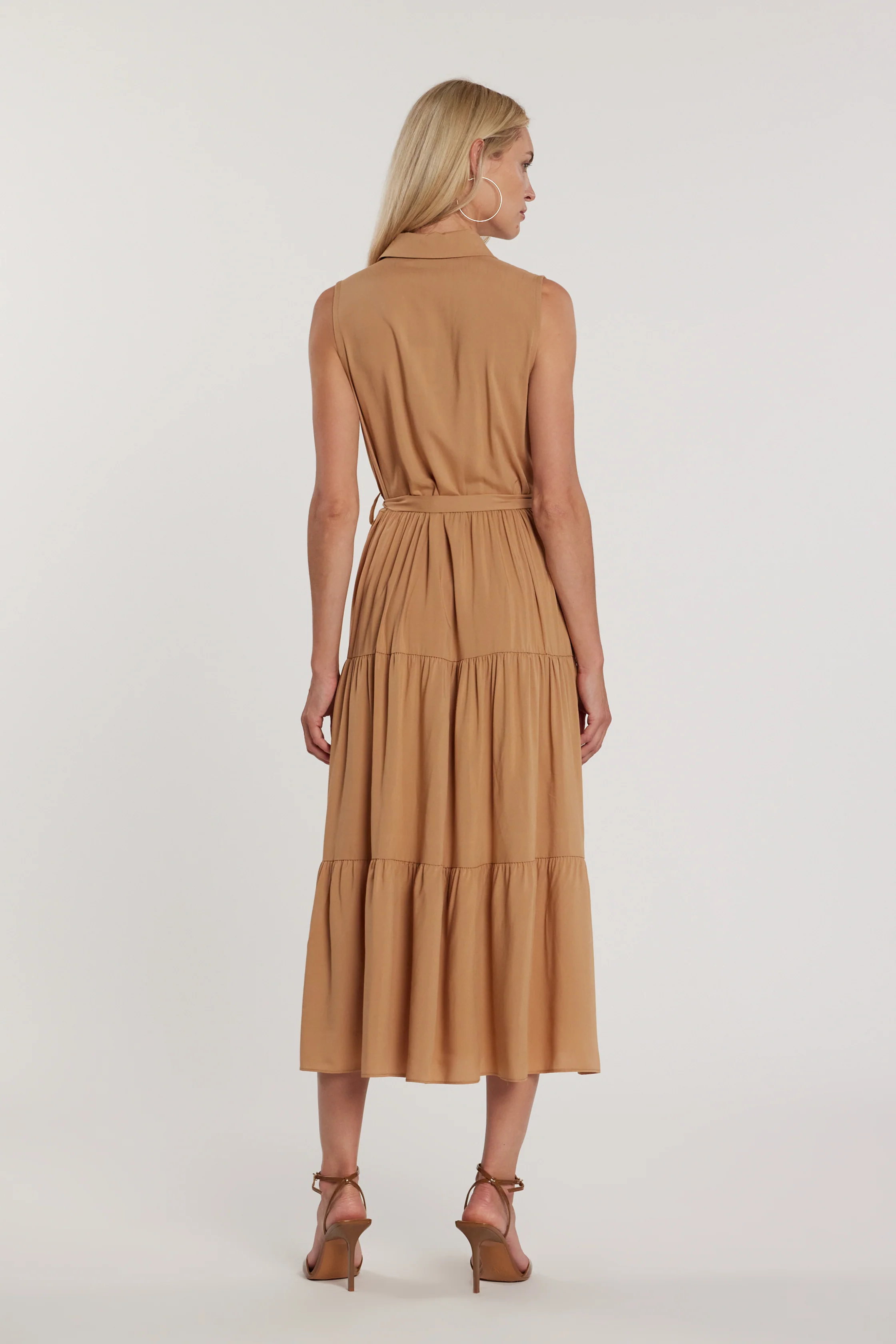 Abito KAZY lungo smanicato chemisier con colletto più strass più cintura - Image 3