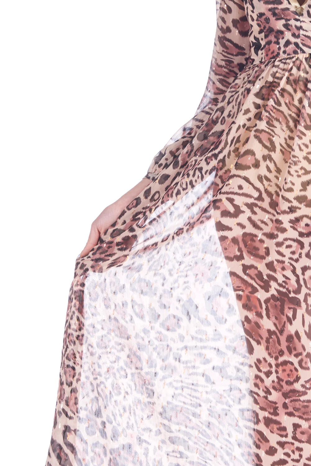 Abito lungo fantasia maculata con fiocco legato al collo e body in raso compreso FASCINO - Image 4