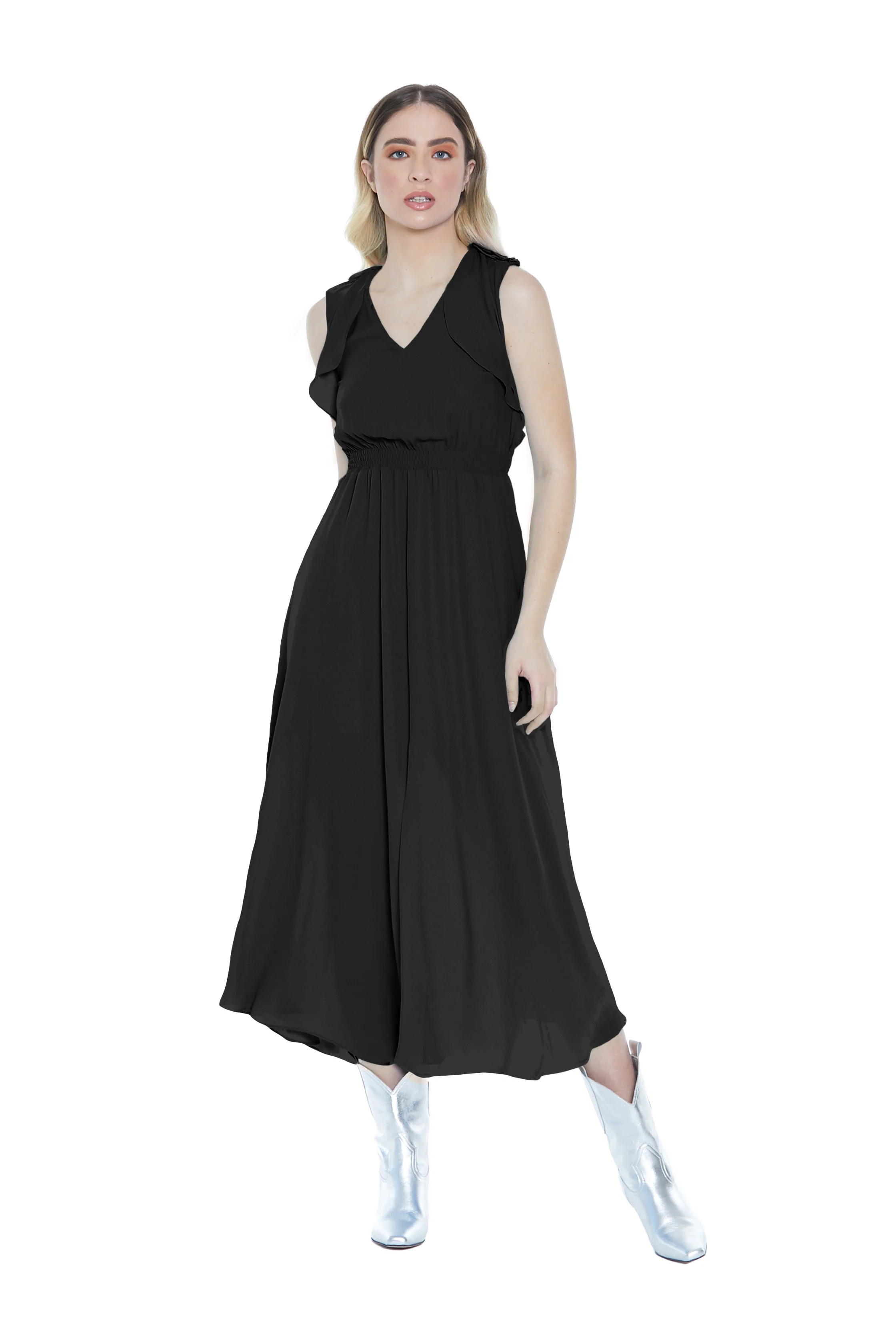 Abito MISAM lungo senza manica con fibbia più gala più punto smok più spacco - Image 3