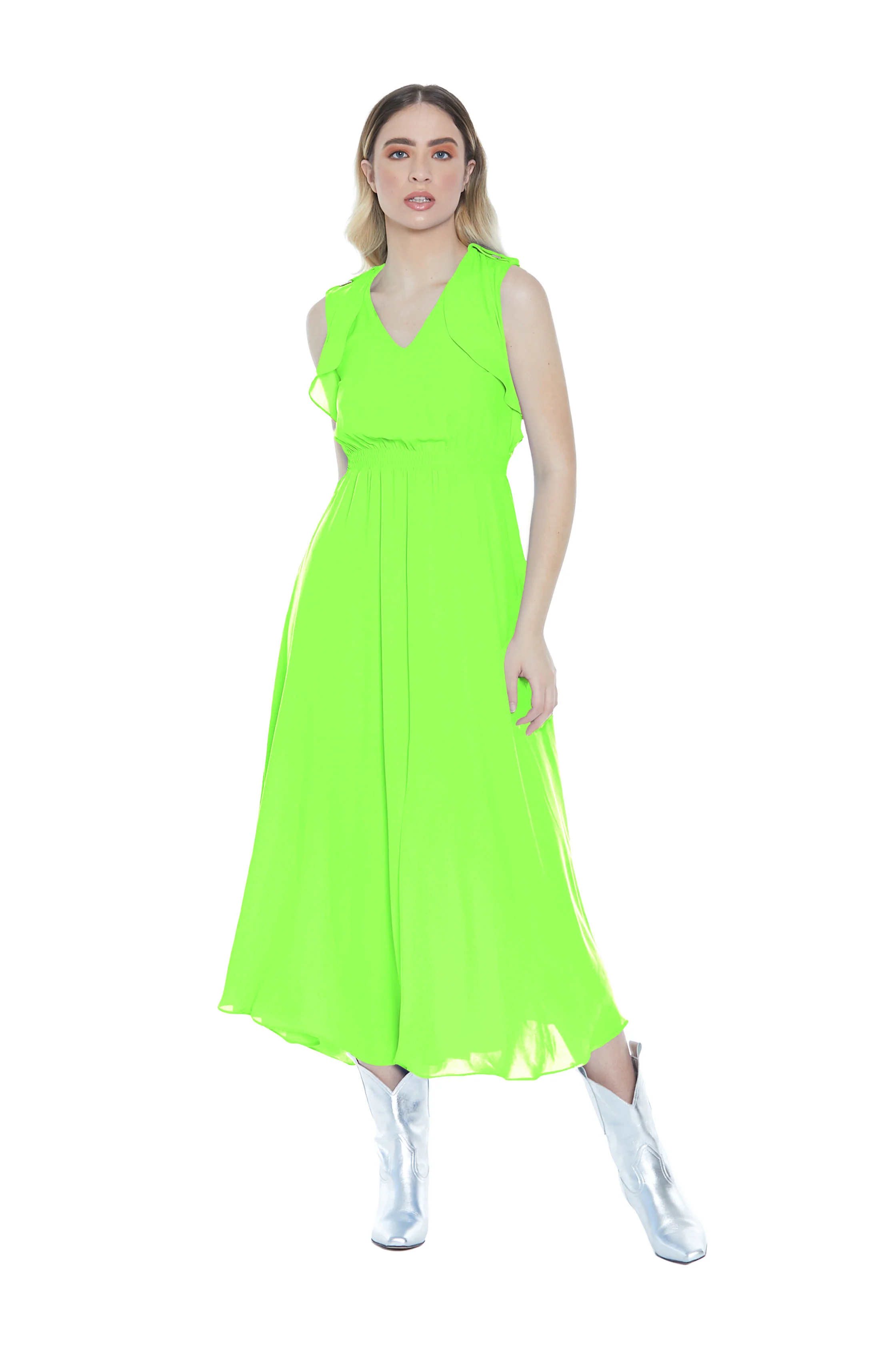 Abito MISAM lungo senza manica con fibbia più gala più punto smok più spacco - Image 5