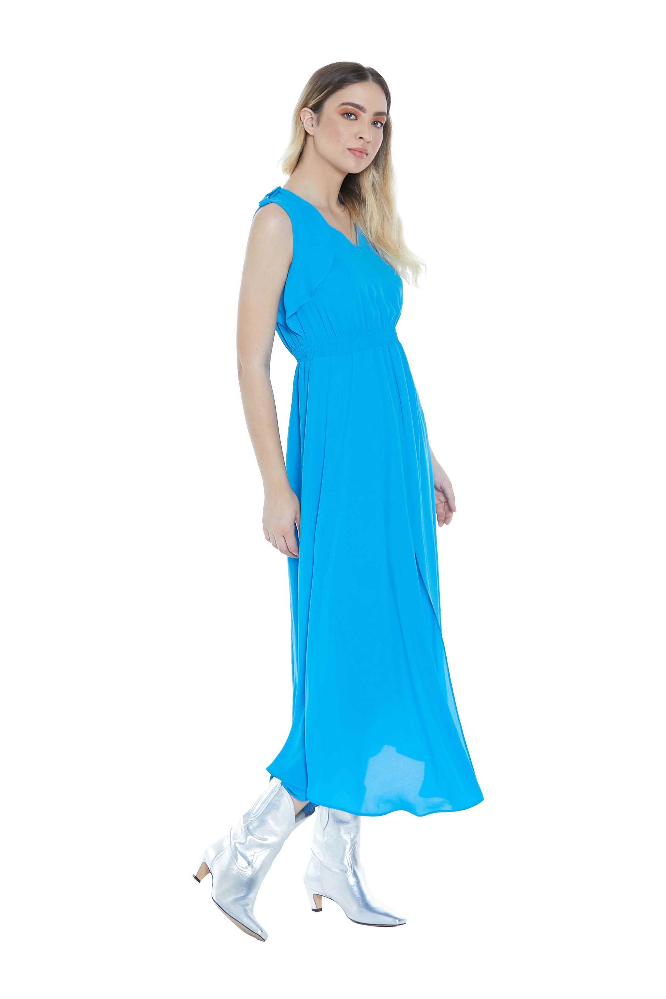 Abito MISAM lungo senza manica con fibbia più gala più punto smok più spacco - Image 6