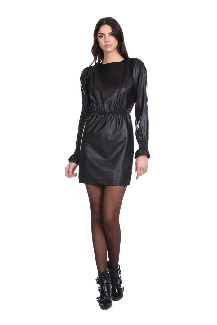 Abito SANFERT corto manica lunga con arricci più punto smok gocciaretro più arriccio vita - Image 3