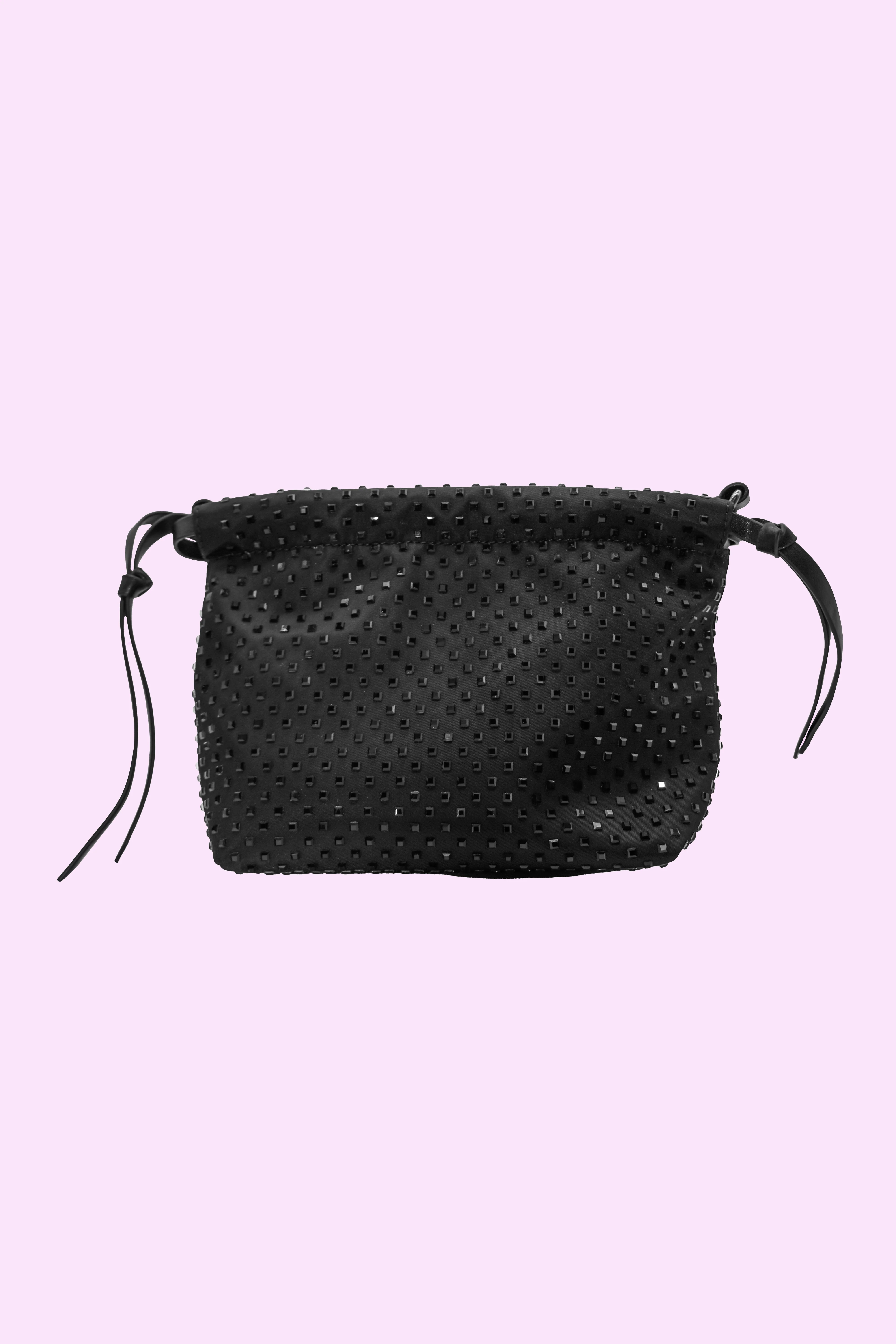 Borsa DIAMOND secchiello 1 manico ecopelle più tracolla catena più strass neopr. - Image 3