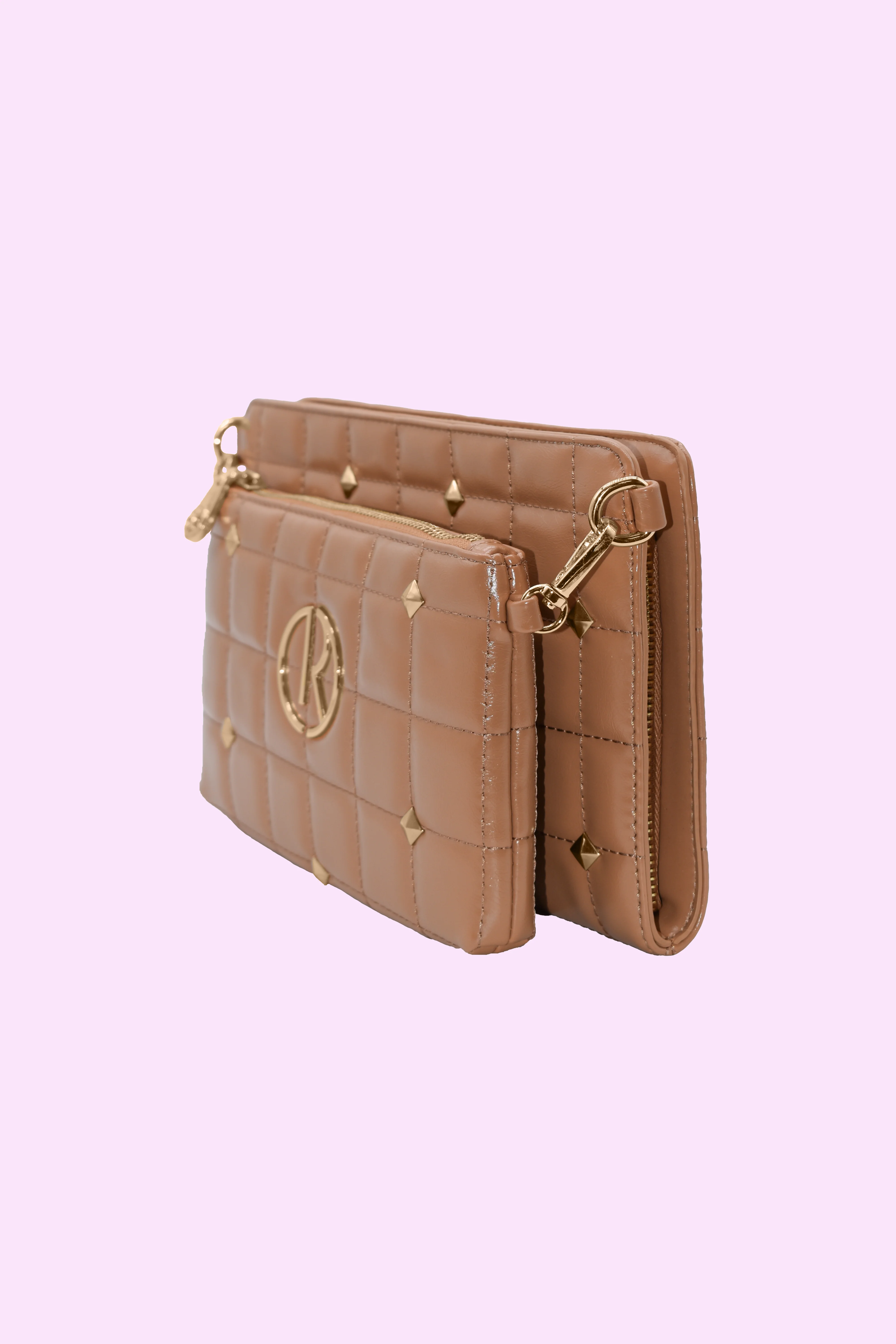 borsa PUFF con pochette stacc. più trapunta più borchie più doppia tracolla ecopelle - Image 4