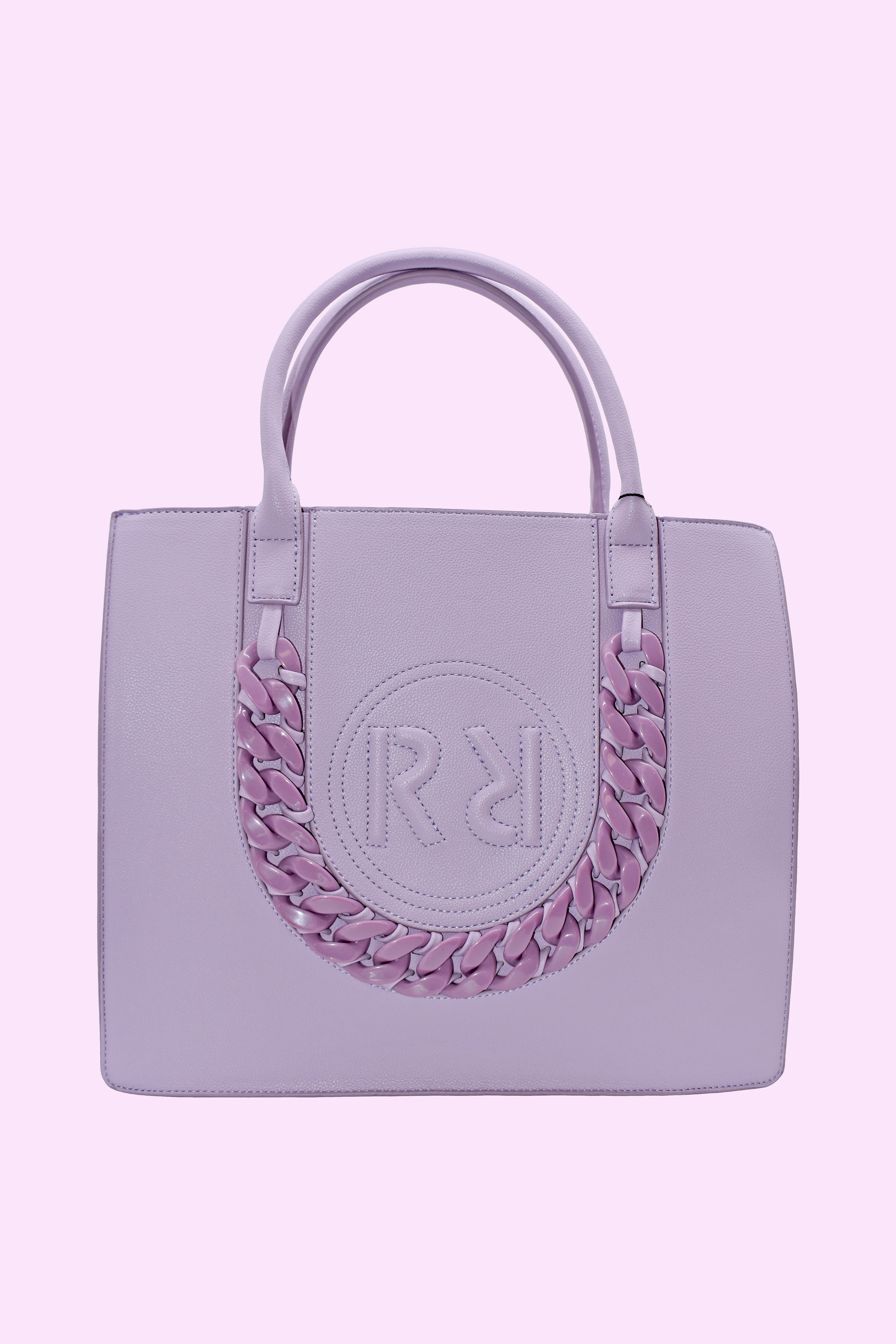 borsa SQUARE 2 manici più zip con intreccio più impunture logo ecopelle - Image 3