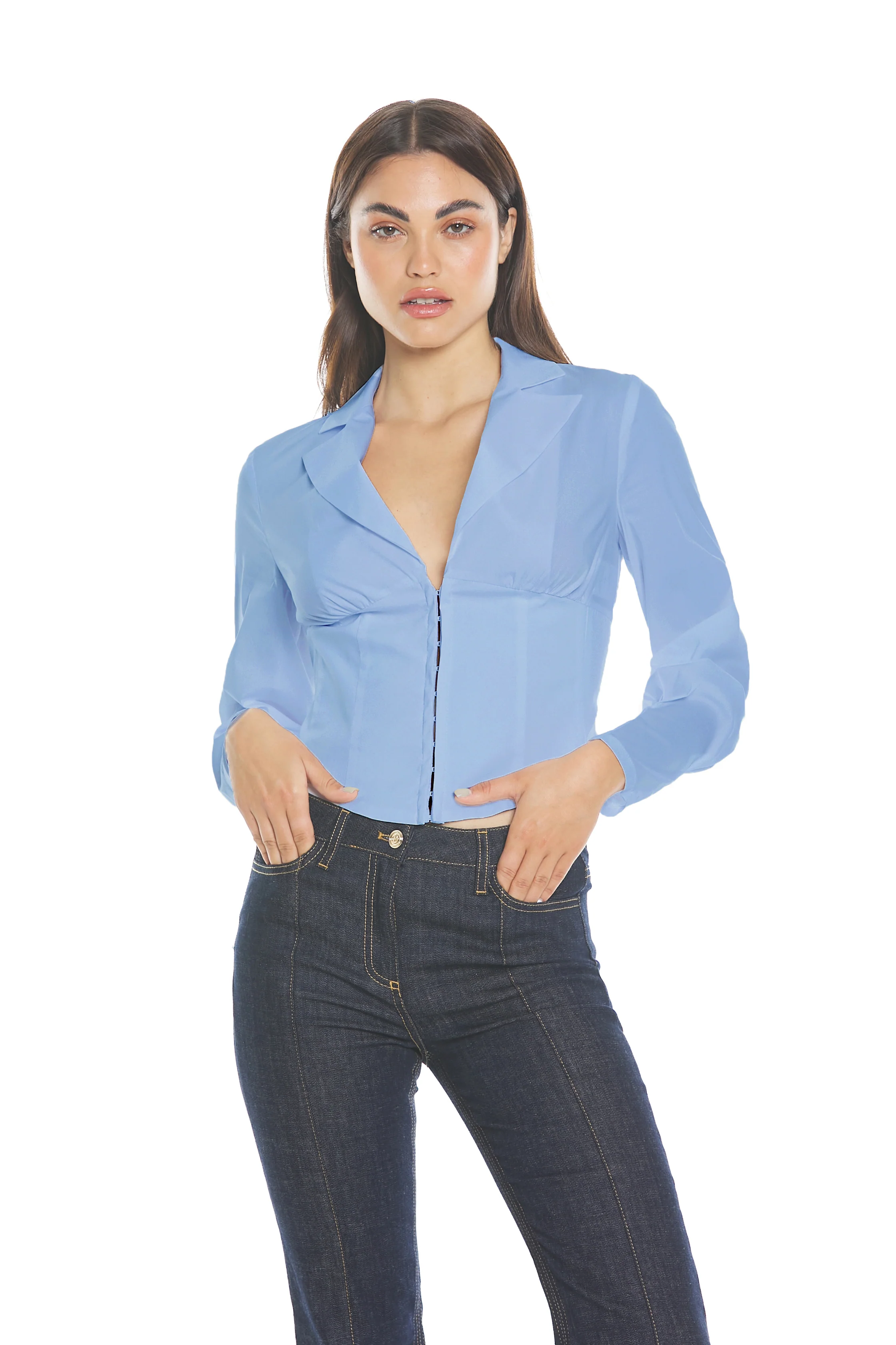 Camicia FORTUNA manica lunga con ganci più punto smok schiena effetto corsetto - Image 5