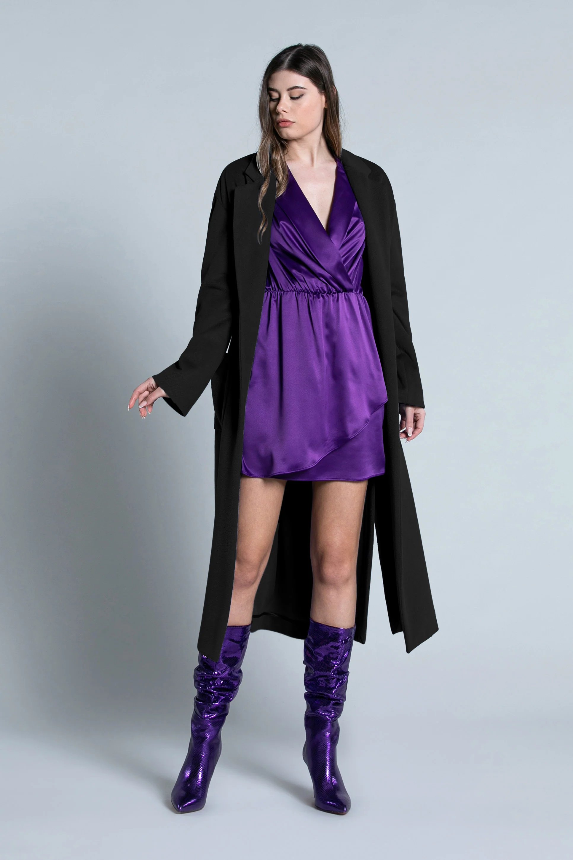 Cappotto LUNGHIU lungo manica lunga con tasche Toppa sfoderato - Image 3