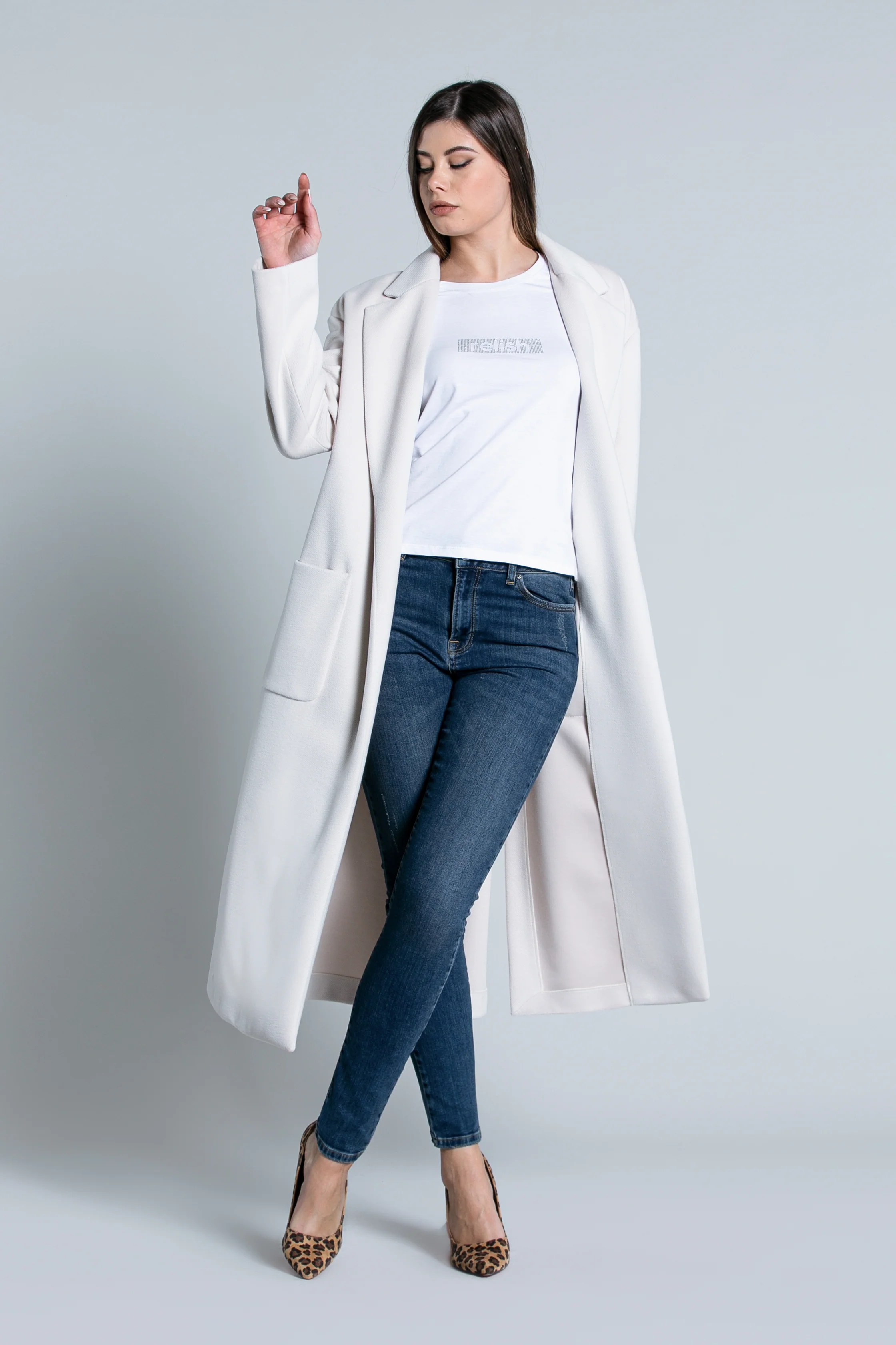 Cappotto LUNGHIU lungo manica lunga con tasche Toppa sfoderato - Image 4