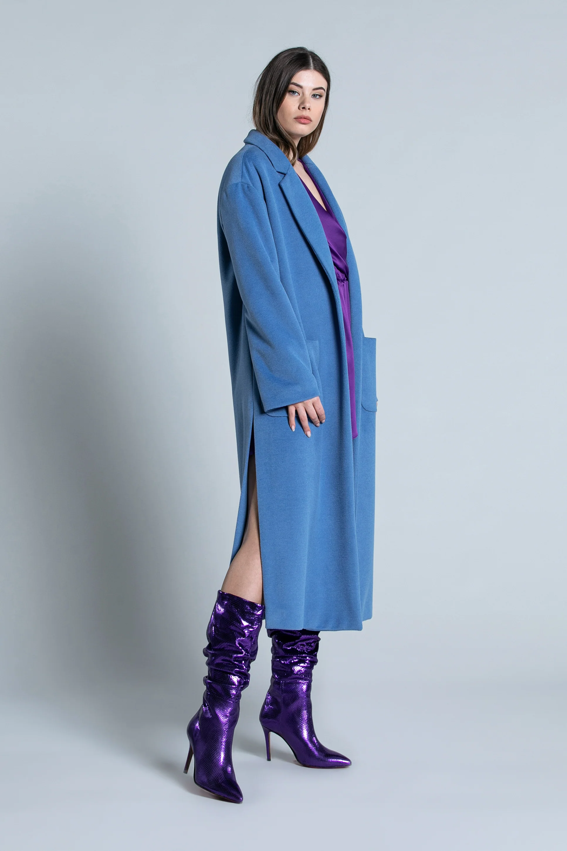 Cappotto LUNGHIU lungo manica lunga con tasche Toppa sfoderato - Image 6