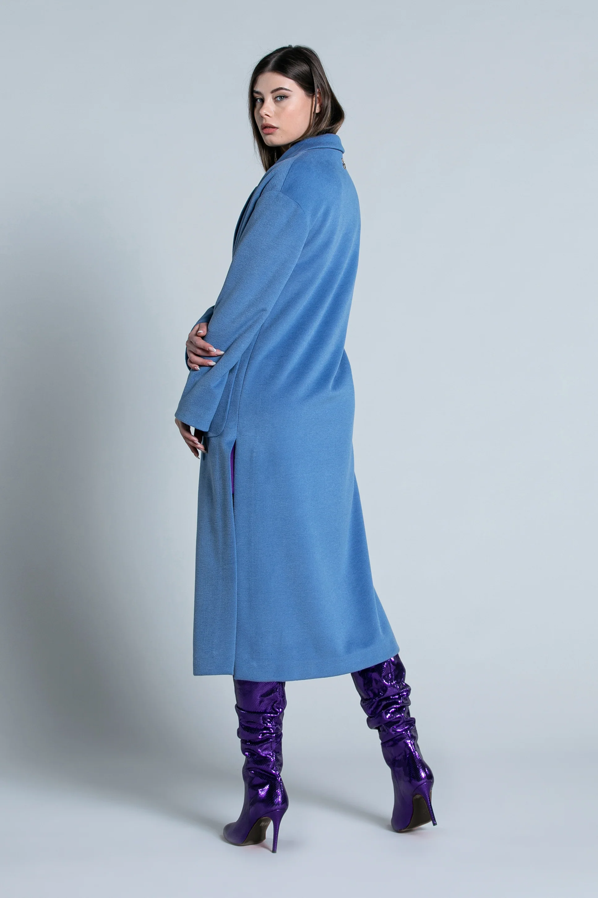 Cappotto LUNGHIU lungo manica lunga con tasche Toppa sfoderato - Image 7