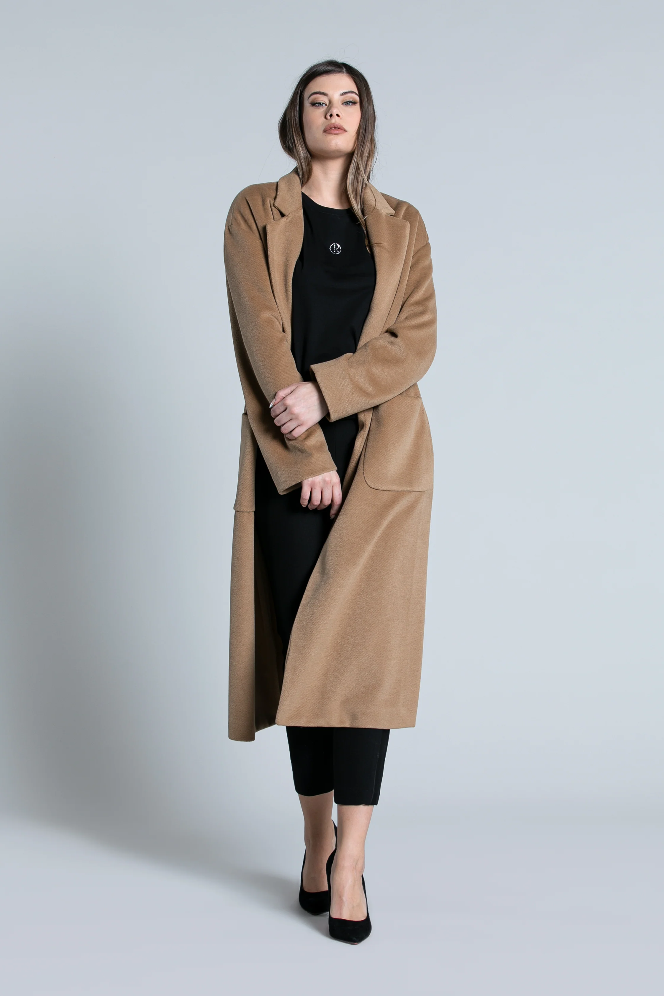 Cappotto LUNGHIU lungo manica lunga con tasche Toppa sfoderato - Image 8