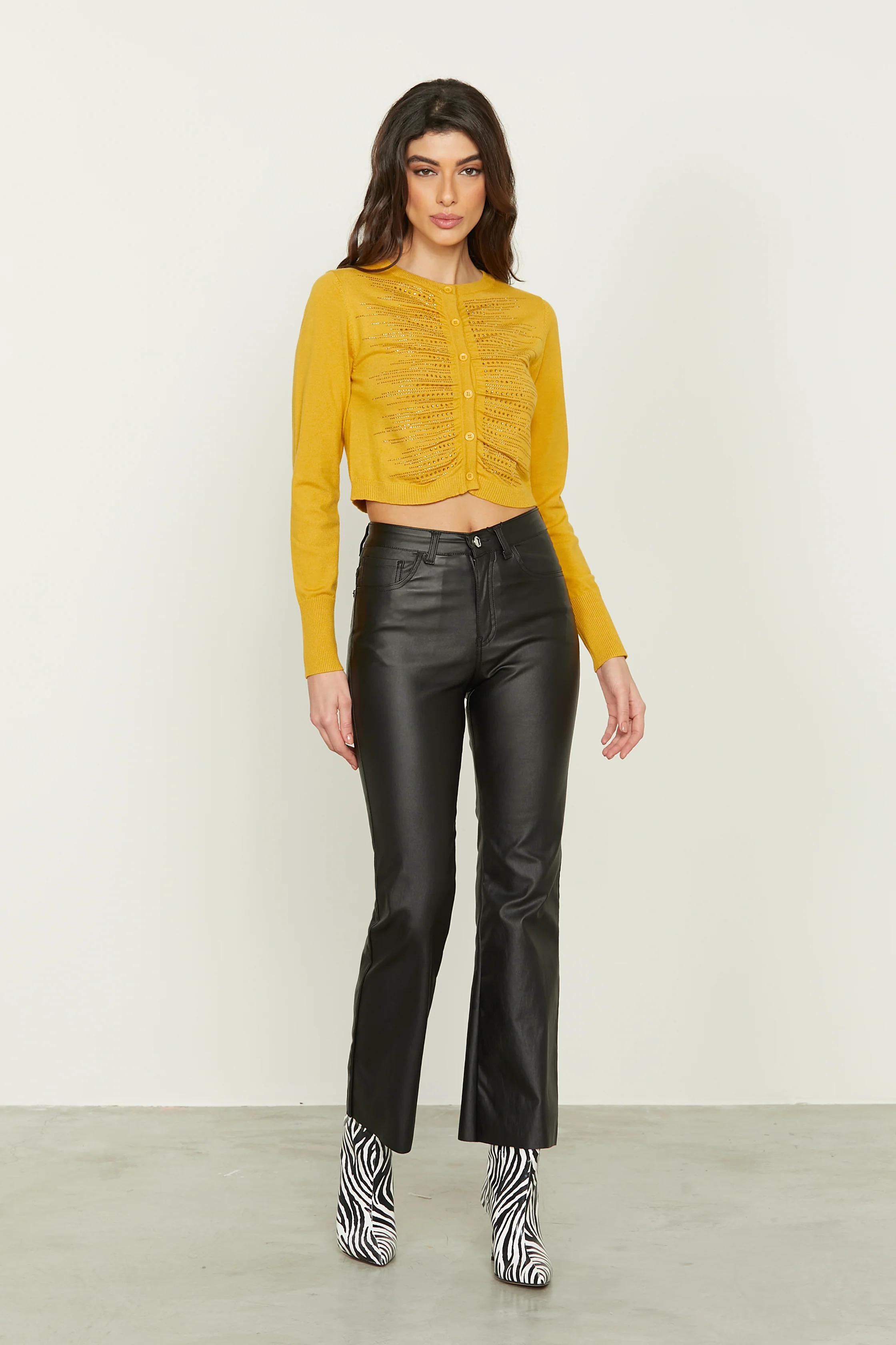 Cardigan EGLE ml/ con arricci più strass - Image 3