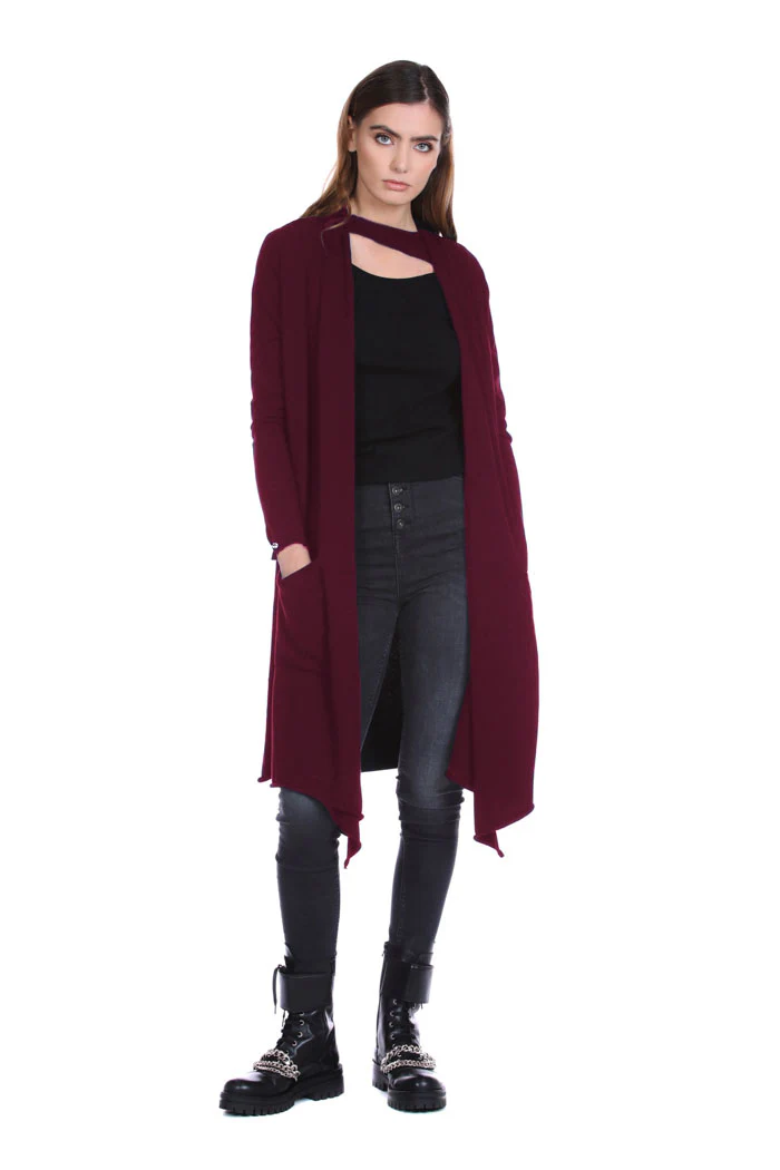 Cardigan KIGIUS lungo manica lunga con spacchetti più bottoni gioiello più tasche - Image 4