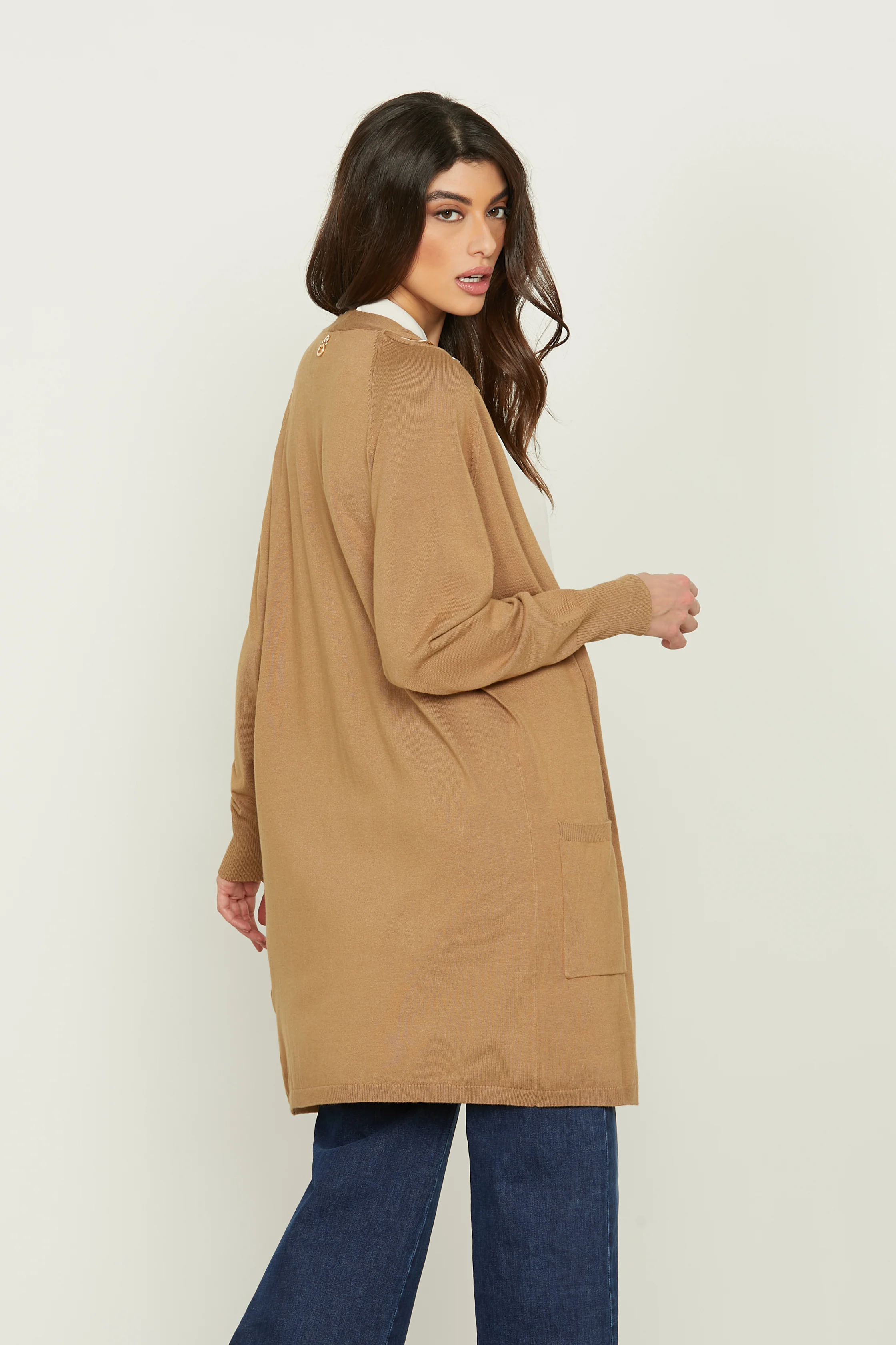 Cardigan MINERVA lungo manica lunga con tasche più inserto catene - Image 4