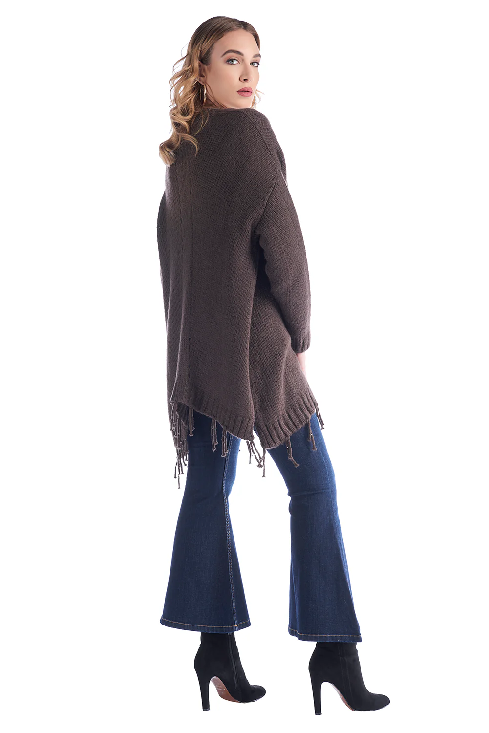 Cardigan modello ampio traforato aperto con frange BILLIES - Image 3