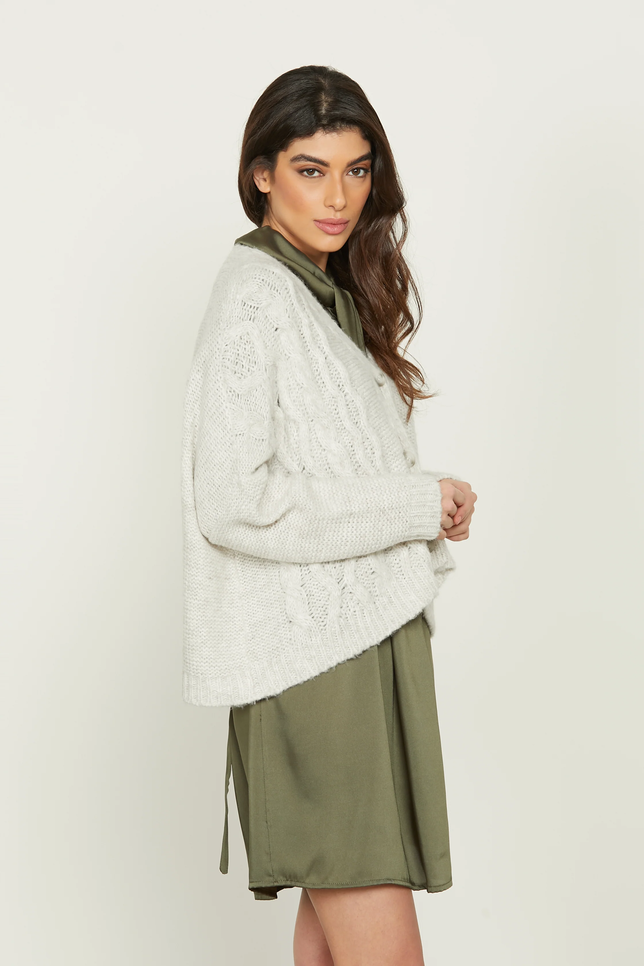 Cardigan NANGATU manica lunga lavorazione trecce - Image 3