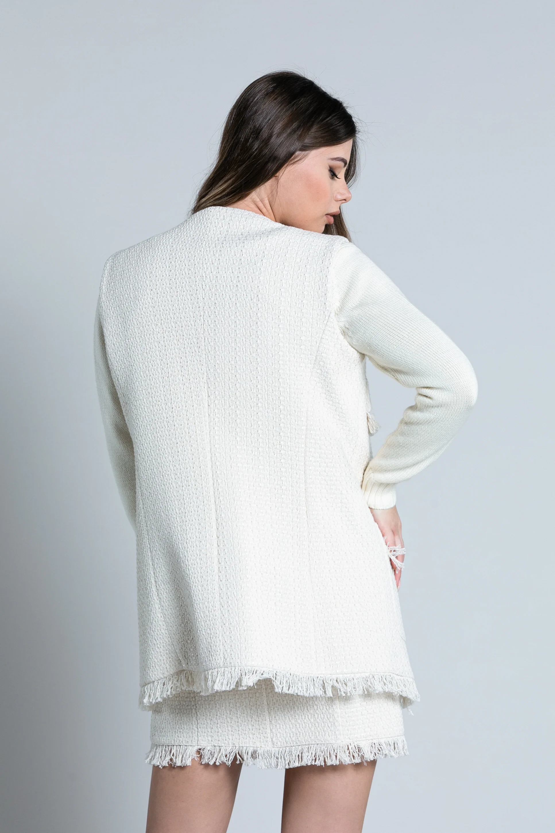 Gilet HADELANT lungo con tasche più bottoni più frange - Image 4