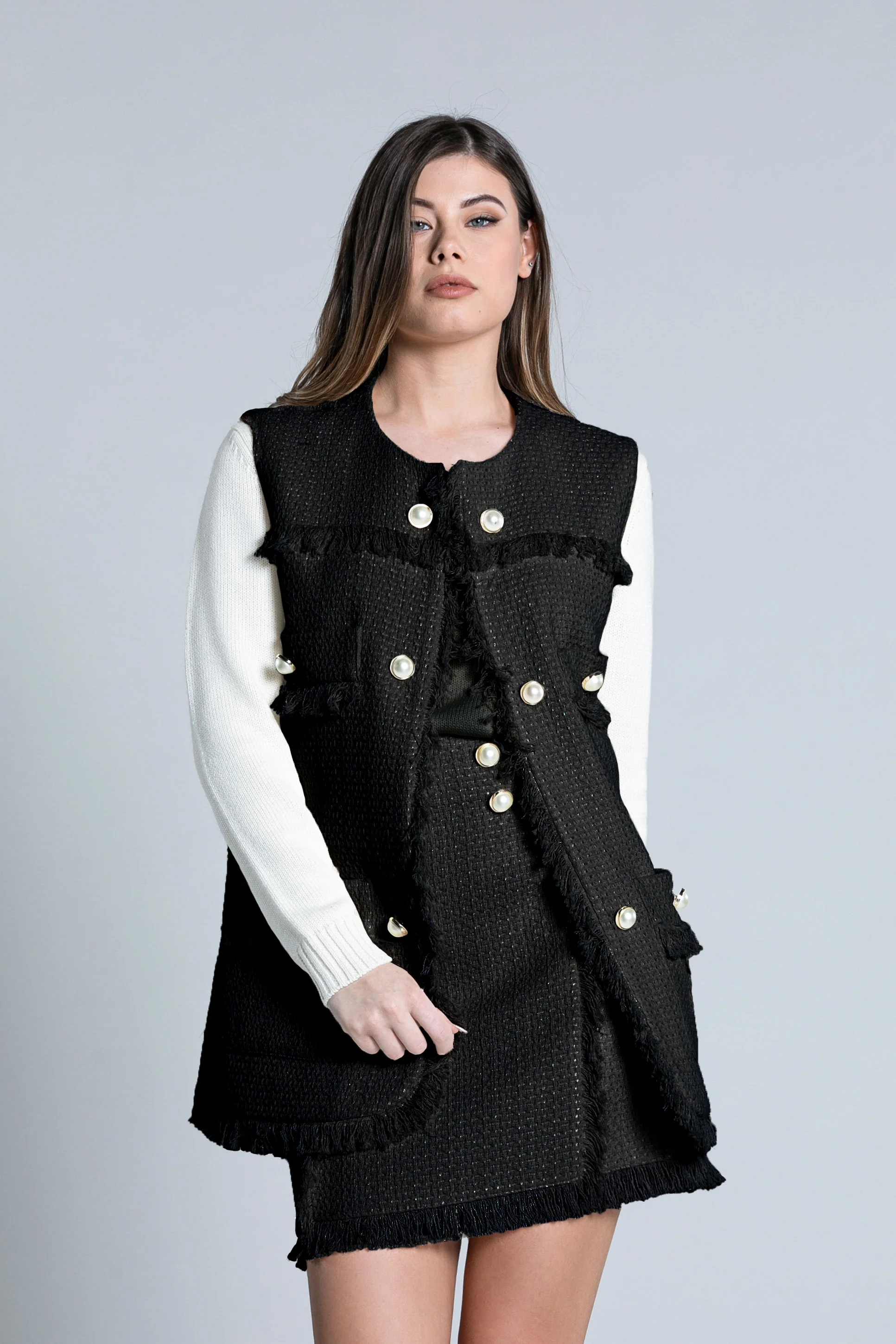 Gilet HADELANT lungo con tasche più bottoni più frange - Image 5