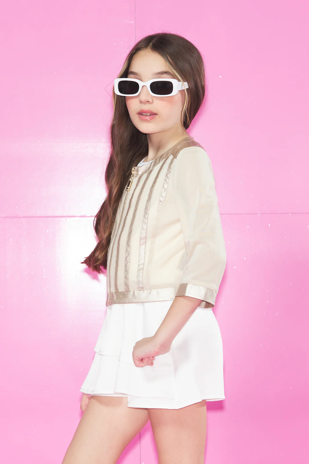 Giubbino SAPOTINA Corto manica a 3/4 Rete con Inserti Ecopelle - Image 3