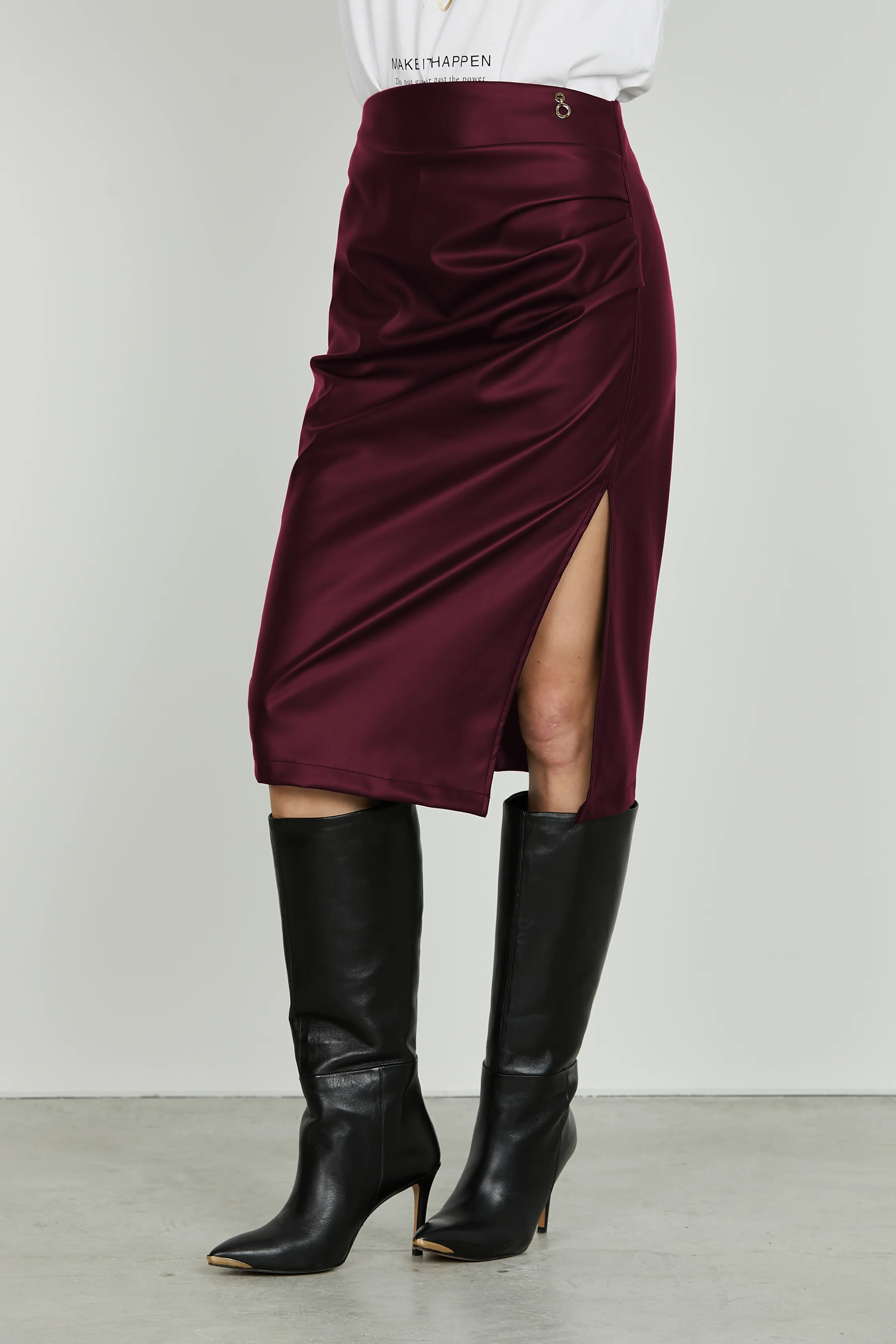 Longuette PARAVI vita alta con pieghe più spacco ecopelle - Image 5