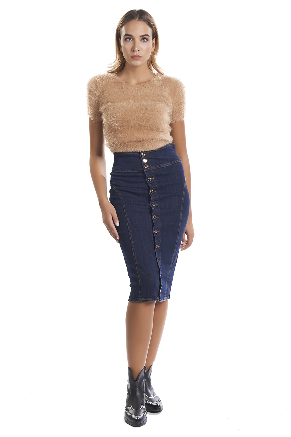 Maglia corta mezza manica effetto pelliccia girocollo YATES - Image 7