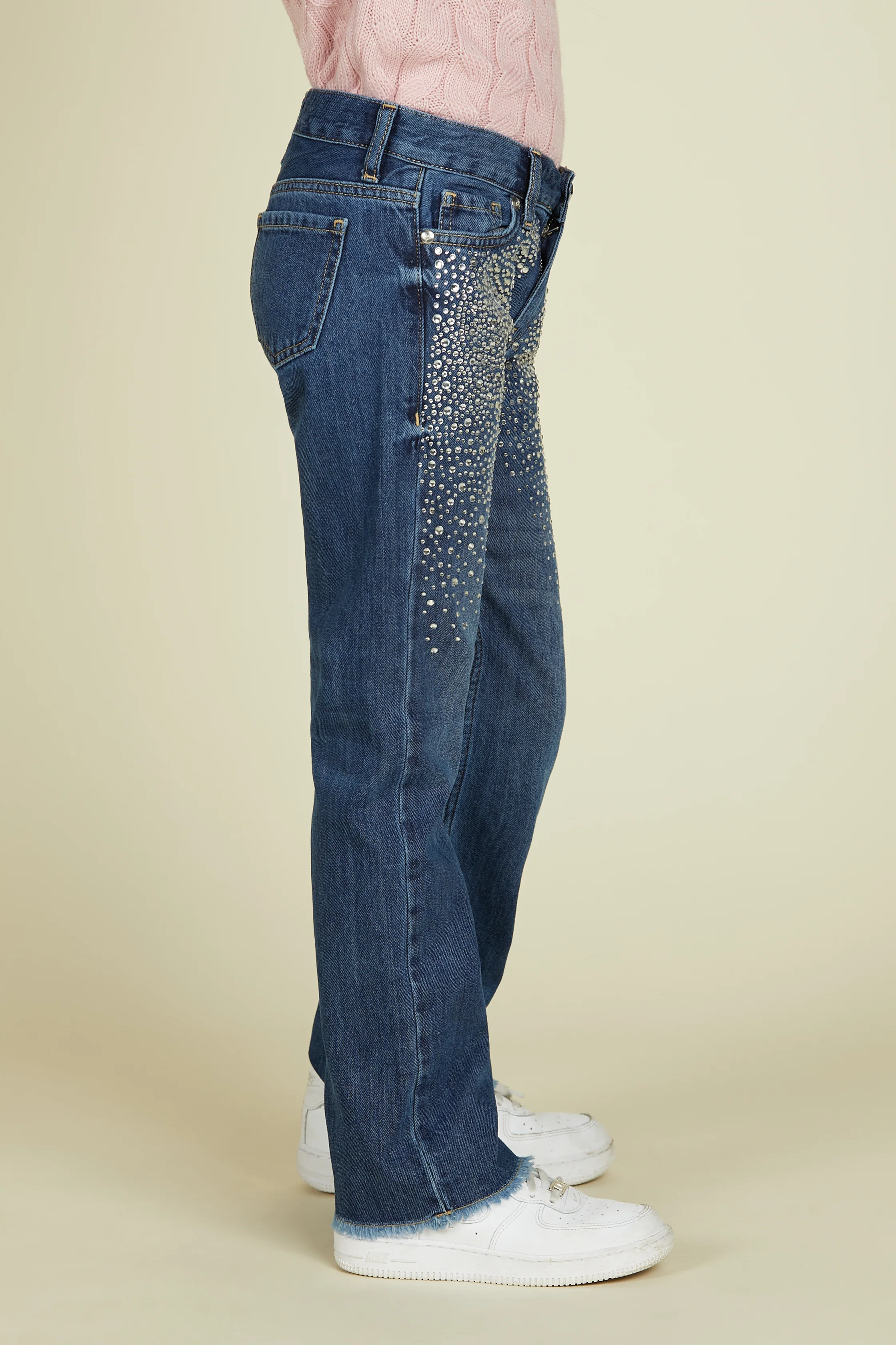 Panta IKETTE 1 bott.5 ts.sfrangiato full strass denim - Image 3
