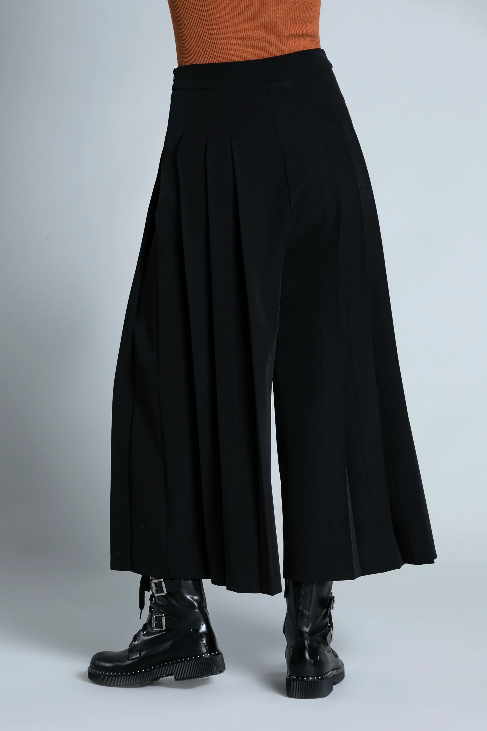 Pantalone JACQUO vita alta gamba ampia crop plisse' - Image 3