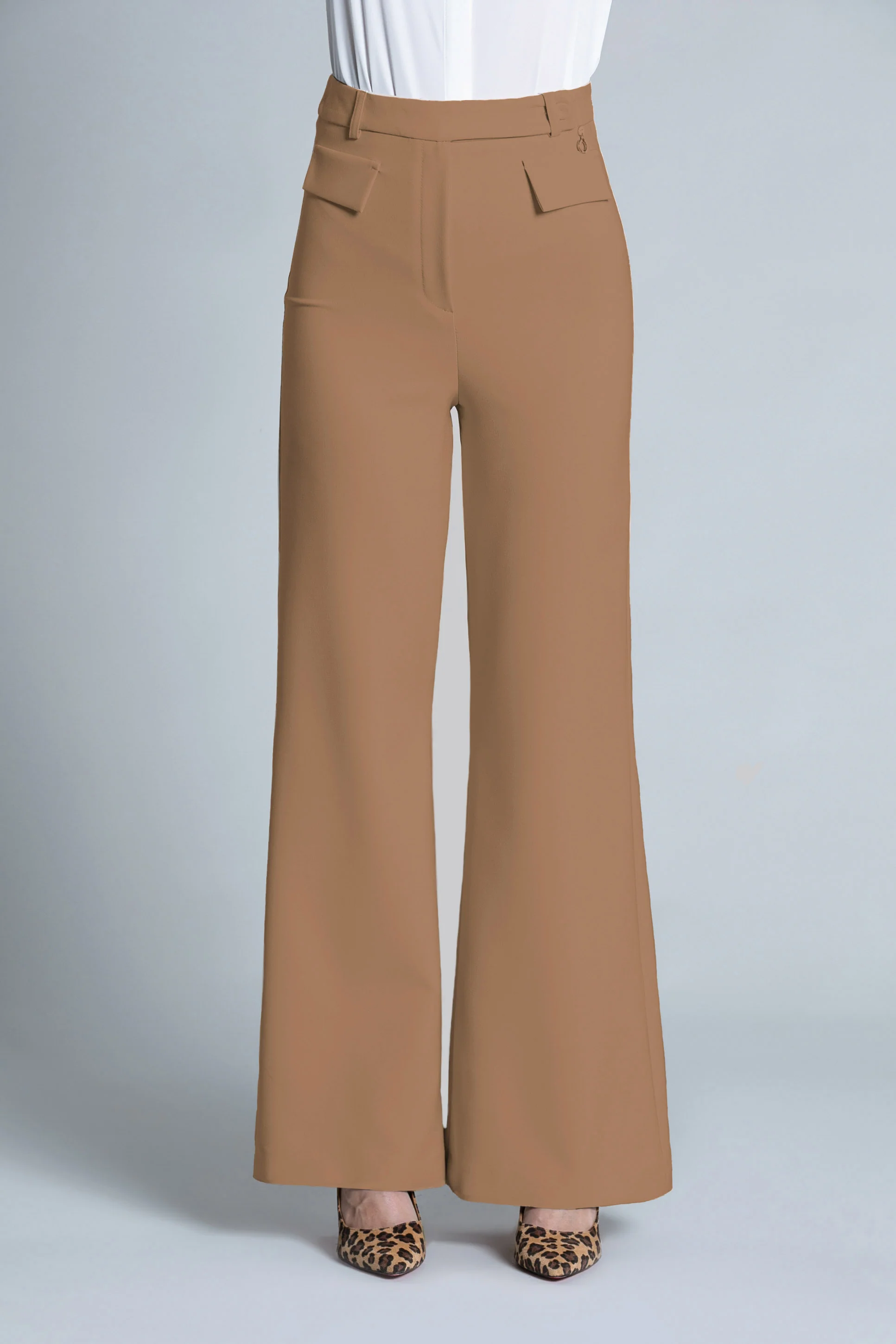 Pantalone PARAPA vita alta palazzo con cinturino più patte - Image 3