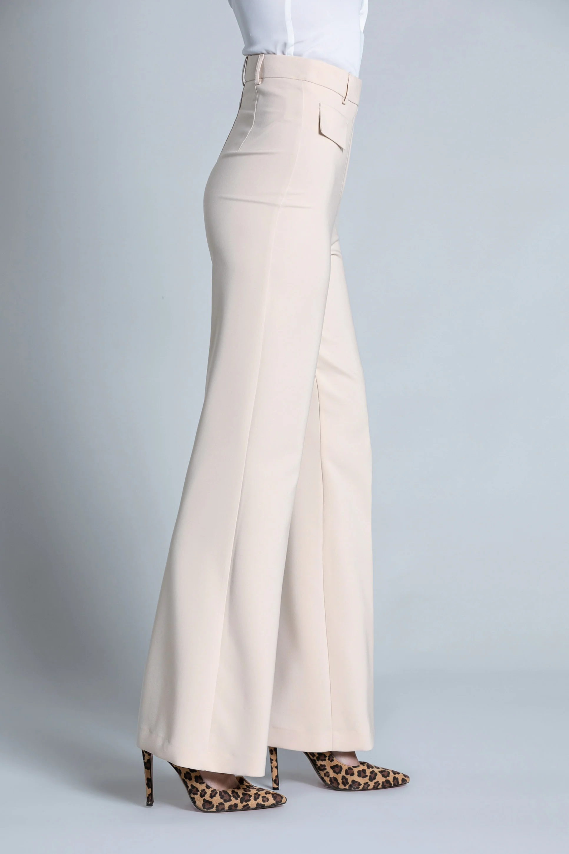 Pantalone PARAPA vita alta palazzo con cinturino più patte - Image 4