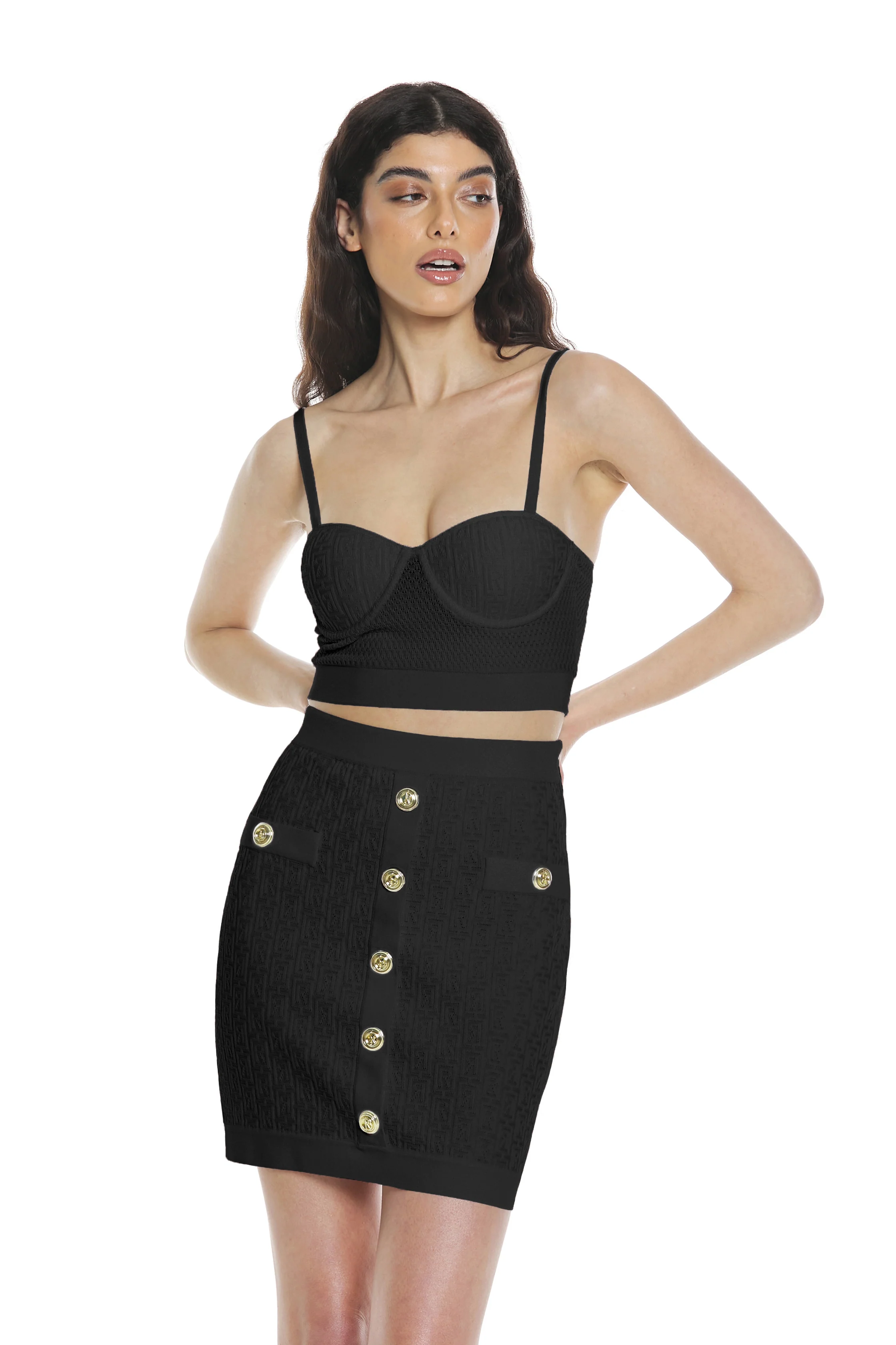 Top ALITE corto con coppe più zip jacquard logo - Image 6